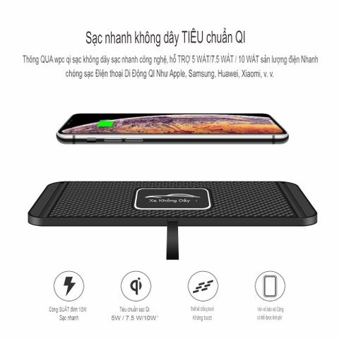 Đế Sạc Không Dây Trên Ô Tô 15W Chống Trượt - Sạc Nhanh cho iPhone, Samsung, Huawei - Giải Pháp Tiện Lợi Khi Lái Xe