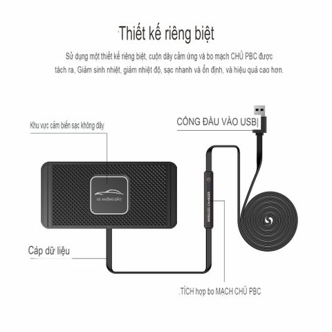 Đế Sạc Không Dây Trên Ô Tô 15W Chống Trượt - Sạc Nhanh cho iPhone, Samsung, Huawei - Giải Pháp Tiện Lợi Khi Lái Xe