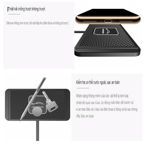 Đế Sạc Không Dây Trên Ô Tô 15W Chống Trượt - Sạc Nhanh cho iPhone, Samsung, Huawei - Giải Pháp Tiện Lợi Khi Lái Xe