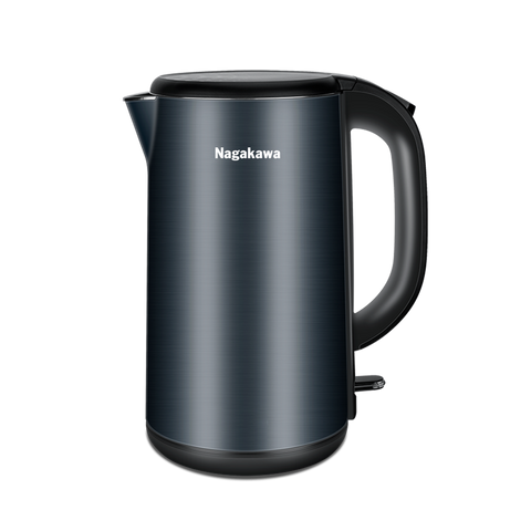 Ấm Siêu Tốc Nagakawa NAG0320 - 1.8L Inox 304, Công Suất 1800W, Thiết Kế 2 Lớp Sang Trọng, Đế Xoay 360 Độ, Chống Cạn Nước