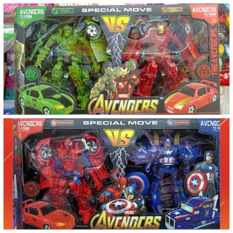 Đồ Chơi Lắp Ghép Biến Hình Xe Ô Tô Robot Siêu Nhân Hulk, Iron Man, Spider-Man & Đội Trưởng Mỹ - Quà Tặng Cho Trẻ Em