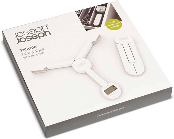 Cân thực phẩm Joseph Joseph 40071 TRISCALE - Cân kỹ thuật số gấp gọn, đo lường 5kg, tiện lợi cho làm bánh và dinh dưỡng