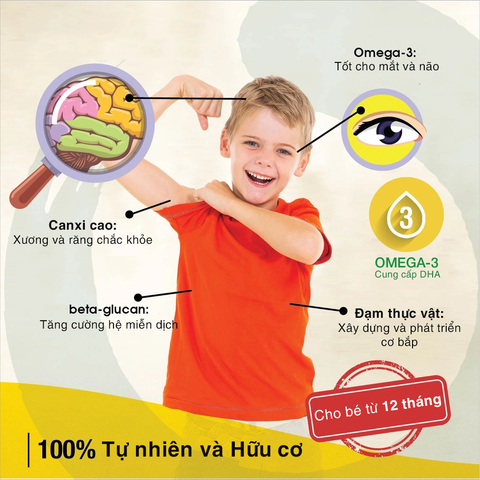 Sữa Yến Mạch Hữu Cơ Biogreen O’Kid - Thức Uống Dinh Dưỡng Giúp Bé Phát Triển Toàn Diện, Giàu Canxi và Omega-3
