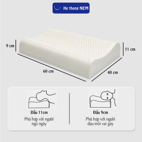 Gối Cao Su Non Massage Cổ Vai Gáy - Thiết Kế Công Thái Học Giúp Ngủ Ngon Hơn, Giảm Đau, Thoáng Mát, Đàn Hồi Tốt