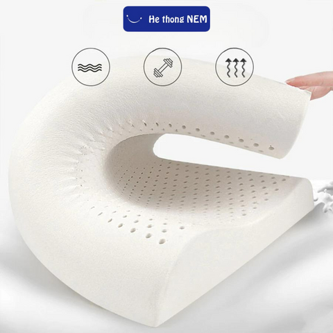 Gối Cao Su Non Massage Cổ Vai Gáy - Thiết Kế Công Thái Học Giúp Ngủ Ngon Hơn, Giảm Đau, Thoáng Mát, Đàn Hồi Tốt