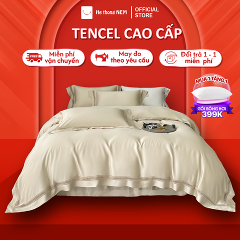 Bộ Ga Giường 5 Món Cao Cấp Lụa Tencel Hệ Thống Nệm Set Bộ Vỏ Chăn Ga Ra Drap Tencel Trải Phủ Giường Gối Nệm Đệm 5 Món Cao Cấp