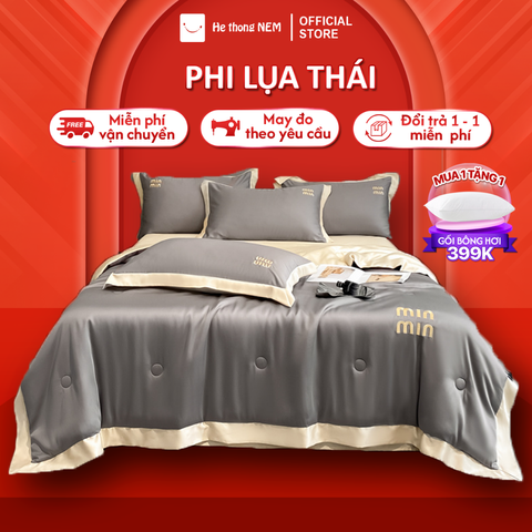Bộ Chăn Ga Gối 5 Món Hệ Thống Nệm Cao Cấp Bộ Set Chăn Ga Drap Grap Phủ Trải Giường Gối Nệm Đệm 5 Món Lụa Thái Sang Trọng