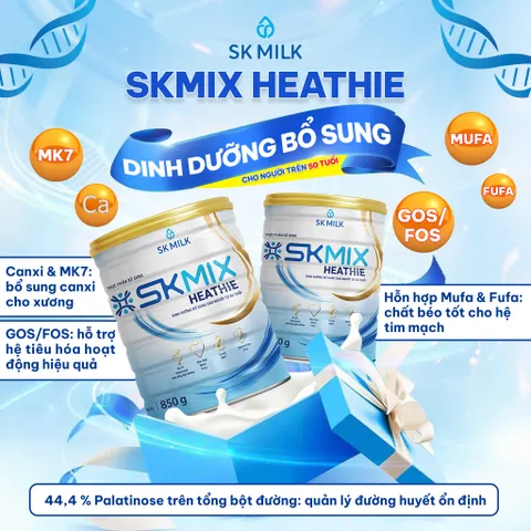 Sữa Bột Dinh Dưỡng Skmix Heathie 850g - Hỗ Trợ Người Cao Tuổi & Người Tiểu Đường, Tăng Cường Sức Khỏe, Ổn Định Đường Huyết