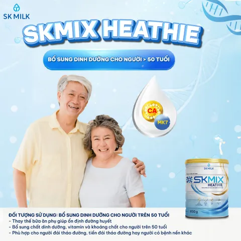 Sữa Bột Dinh Dưỡng Skmix Heathie 850g - Hỗ Trợ Người Cao Tuổi & Người Tiểu Đường, Tăng Cường Sức Khỏe, Ổn Định Đường Huyết