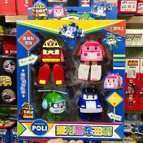 Đồ Chơi 4 Xe Ô Tô Robocar Poli Lắp Ghép Biến Hình - Đồ Chơi Trẻ Em Phát Triển Tư Duy Sáng Tạo, Thiết Kế Màu Sắc Tươi Sáng