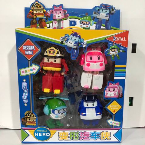 Đồ Chơi 4 Xe Ô Tô Robocar Poli Lắp Ghép Biến Hình - Đồ Chơi Trẻ Em Phát Triển Tư Duy Sáng Tạo, Thiết Kế Màu Sắc Tươi Sáng