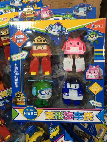 Đồ Chơi 4 Xe Ô Tô Robocar Poli Lắp Ghép Biến Hình - Đồ Chơi Trẻ Em Phát Triển Tư Duy Sáng Tạo, Thiết Kế Màu Sắc Tươi Sáng