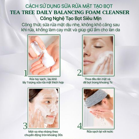 Sữa Rửa Mặt Tạo Bọt AINI Tea Tree 100ml - Dưỡng Da Cân Bằng Độ Ẩm, Làm Sạch Bụi Bẩn, Giảm Mụn, Phù Hợp Với Da Nhạy Cảm