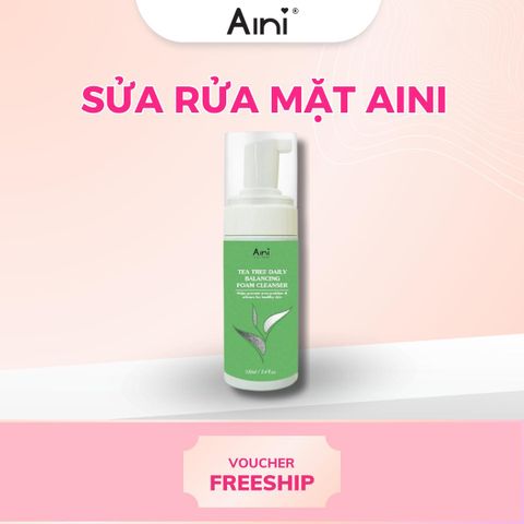 Sữa Rửa Mặt Tạo Bọt AINI Tea Tree 100ml - Dưỡng Da Cân Bằng Độ Ẩm, Làm Sạch Bụi Bẩn, Giảm Mụn, Phù Hợp Với Da Nhạy Cảm