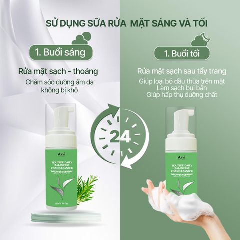 Sữa Rửa Mặt Tạo Bọt AINI Tea Tree 100ml - Dưỡng Da Cân Bằng Độ Ẩm, Làm Sạch Bụi Bẩn, Giảm Mụn, Phù Hợp Với Da Nhạy Cảm