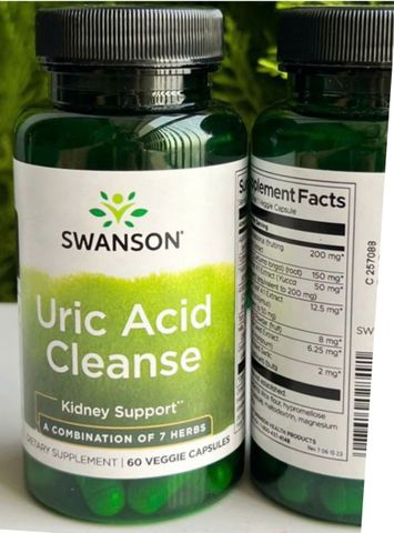 Viên uống hỗ trợ gút Swanson Uric Acid Cleanse 60 viên - Giải pháp giảm acid uric hiệu quả từ thảo dược tự nhiên, chính hãng Mỹ