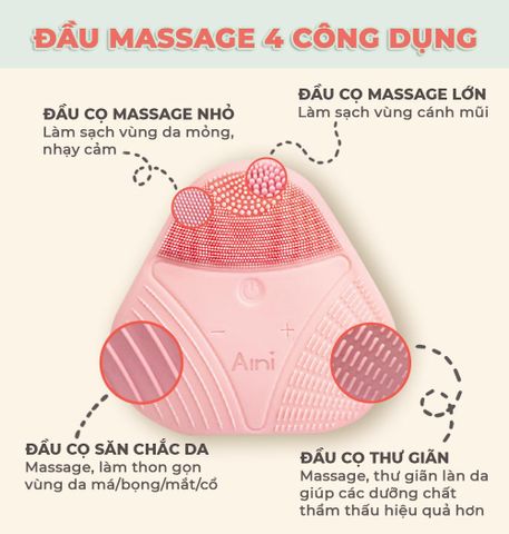 Máy Rửa Mặt Silicone AINI 4IN1 - Làm Sạch Lỗ Chân Lông & Tạp Chất - Công Nghệ Đa Rung Động Chống Thấm Nước, Sạc USB