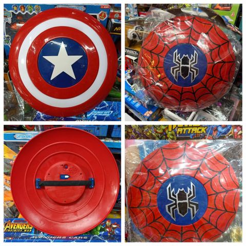 Đồ Chơi Khiên Chắn Siêu Nhân Đèn và Nhạc - Captain America và Spider-Man - Trẻ Em Chơi Đồ Chơi Siêu Anh Hùng