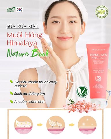 Sữa Rửa Mặt Muối Hồng Himalaya - Làm Sạch Da, Giảm Mụn Đầu Đen, Cấp Ẩm Từ The Nature Book, 120ml
