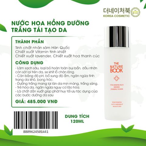 Nước hoa hồng dưỡng trắng hồng và tái tạo da The Nature Book
