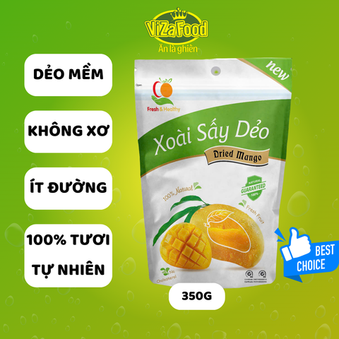 Xoài Sấy Dẻo Viza Food 350G - Nguyên Miếng Chua Ngọt Tự Nhiên, Không Chất Bảo Quản, Đồ Ăn Vặt Xuất Khẩu Việt Nam