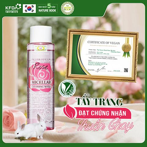 Nước Tẩy Trang Hoa Hồng Nature Book - Micellar Water Hàn Quốc Dưỡng Ẩm, Làm Sạch Da, Phù Hợp Mọi Loại Da 200ml