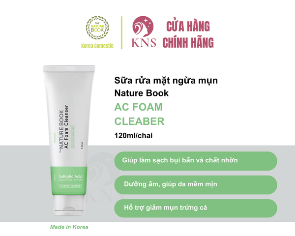 Sữa Rửa Mặt Ngừa Mụn The Nature Book Hàn Quốc - Dưỡng Ẩm, Làm Sạch Sâu, Giúp Da Mịn Màng và Không Mụn