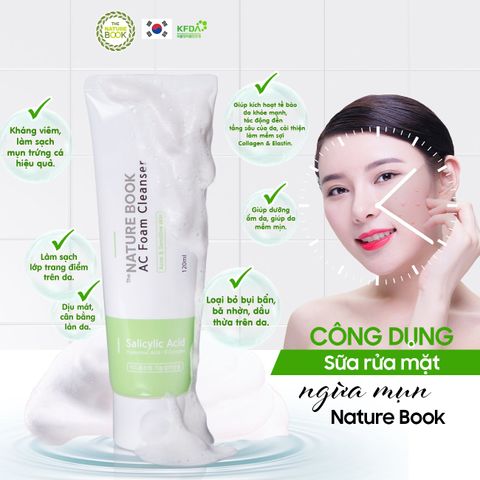 Sữa Rửa Mặt Ngừa Mụn The Nature Book Hàn Quốc - Dưỡng Ẩm, Làm Sạch Sâu, Giúp Da Mịn Màng và Không Mụn