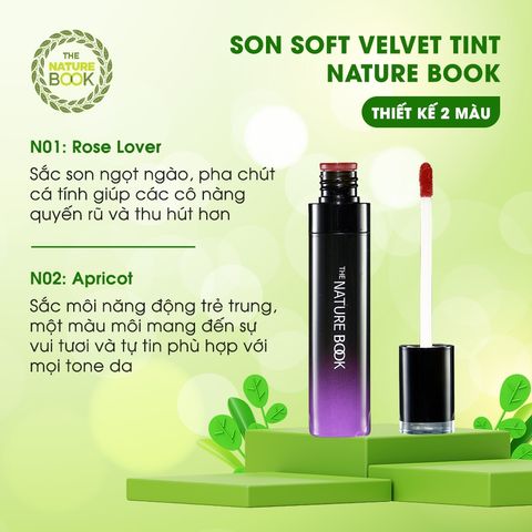 Son Thỏi Thuần Chay Nature Book Soft Velvet Tint Hàn Quốc 7ml - Son Môi Dịu Nhẹ, Bền Màu, Chiết Xuất Tự Nhiên