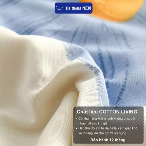 Bộ chăn ga giường 5 món Hệ Thống Nệm cao cấp set bộ vỏ chăn ra ga dra grap drap trải giường cotton living gối nệm đệm 5 món