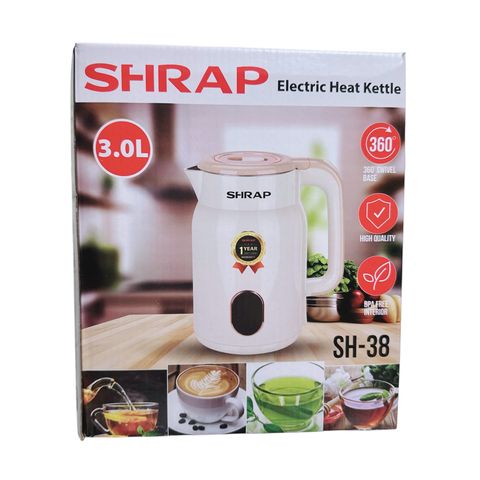 Ấm Siêu Tốc Sharp SH-38 3L - Công Suất 1500W, Tự Ngắt, Thiết Kế Hiện Đại, Chất Liệu Inox Chống Gỉ, Tiết Kiệm Điện Năng