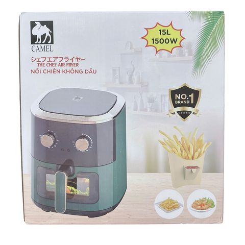 Nồi Chiên Không Dầu Camel 15L - Công Nghệ Chiên Khô Gọn, Đen Xanh, Giúp Món Ăn Lành Mạnh và Ngon Miệng