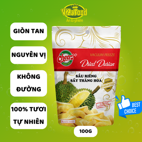 Sầu Riêng Sấy Thăng Hoa Cao Cấp Viza Food - Snack Trái Cây Nguyên Chất 100g Hương Vị Tươi Ngon, Đóng Gói Tiện Lợi