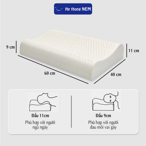Gối Cao Su Non Hỗ Trợ Cổ Vai Gáy - Giấc Ngủ Thoải Mái, Thiết Kế Thoáng Khí 40x60cm - Sản Phẩm Cao Cấp Giảm Đau Mỏi