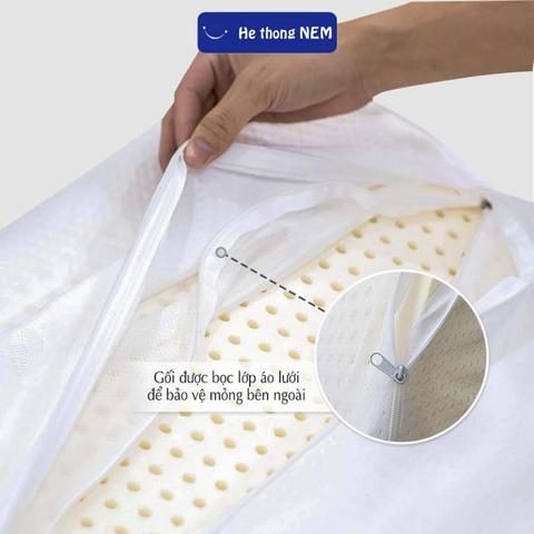 Gối Cao Su Non Hỗ Trợ Cổ Vai Gáy - Giấc Ngủ Thoải Mái, Thiết Kế Thoáng Khí 40x60cm - Sản Phẩm Cao Cấp Giảm Đau Mỏi