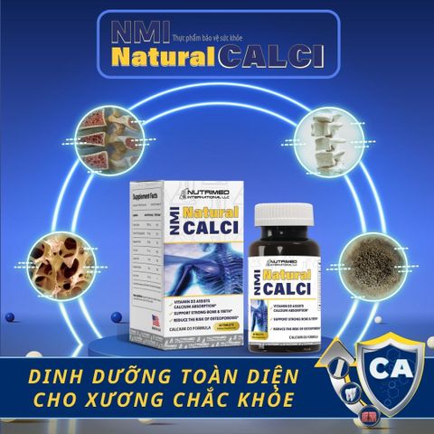 Viên uống NMI Natural Calci - Hỗ trợ xương và răng chắc khỏe, giảm nguy cơ loãng xương, 60 viên - Thực phẩm chức năng Mỹ