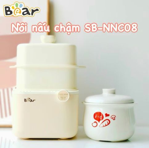 BẢN MỚI-BH 18THÁNG) Nồi Nấu Chậm 0.8L Model SB-NNC08, Nồi Nấu Cháo Bear NNC08 Cho Bé - Bảo Hành Chính Hãng 18 Tháng