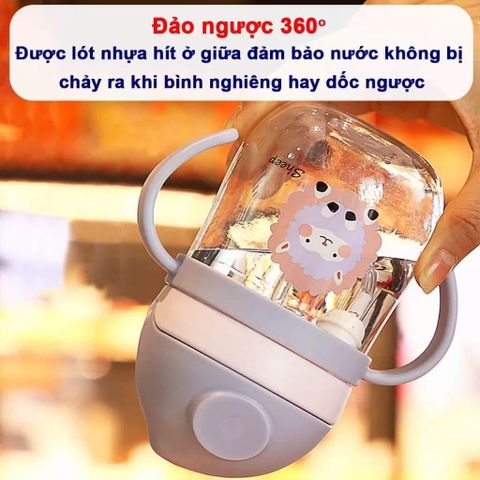 Bình Nước Cho Bé 300ml - Bình Tập Uống Chống Sặc Cao Cấp, Ống Hút Silicon An Toàn, Chịu Nhiệt, Thiết Kế Tiện Dụng