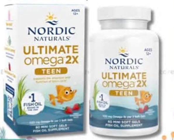 Viên dầu cá Omega 2X teen Nordic cải thiện trí nhớ cho trẻ 12t 60 viên, Mỹ