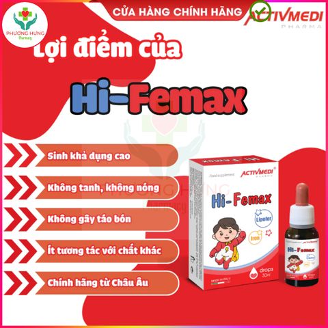 Sắt Hữu Cơ Hi-Femax 30ML Dạng Nhỏ Giọt Cho Bé - Giúp Tăng Cường Hồng Cầu, Hỗ Trợ Ngăn Ngừa Thiếu Máu Trẻ Sơ Sinh, Nhập Khẩu Từ Ý