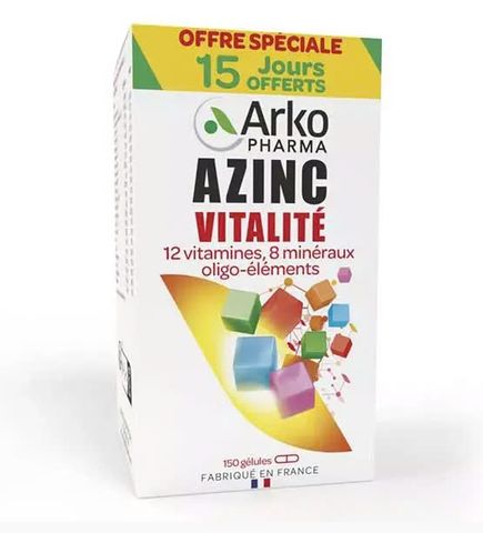 Viên Uống Vitamin Tổng Hợp Arkopharma Azinc Vitality 150 Viên - Hỗ Trợ Tăng Cường Năng Lượng và Miễn Dịch cho Người Lớn