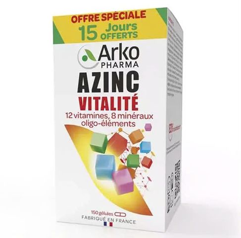 Viên Uống Vitamin Tổng Hợp Arkopharma Azinc Vitality 150 Viên - Hỗ Trợ Tăng Cường Năng Lượng và Miễn Dịch cho Người Lớn