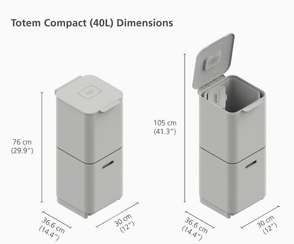 Thùng Rác Thông Minh Joseph Joseph Totem Compact 40L - Thiết Kế 2 Ngăn Phân Loại Rác, Khử Mùi, Tiết Kiệm Không Gian Sang Trọng
