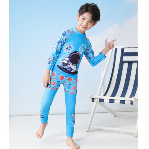 Đồ Bơi Bé Trai Họa Tiết Khoa Học Vũ Trụ Tay Dài Quần Dài Chống Nắng - Lý Tưởng Cho Mùa Hè