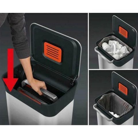 Thùng Đựng Rác Joseph Joseph Titan 30L - Hệ Thống Nén Rác Hiện Đại, Sang Trọng, Thiết Kế Tiết Kiệm Không Gian, Chống Mùi