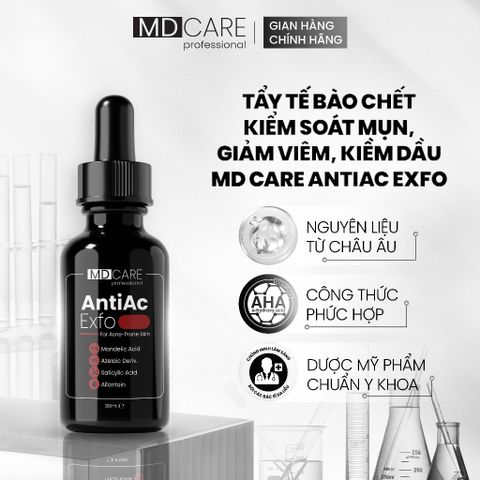 Tẩy Tế Bào Chết MD Care AntiAc Exfo 30ml - Chăm Sóc Da Mụn, Kiểm Soát Dầu, Giảm Viêm và Ngừa Mụn, Sản Phẩm Làm Sạch Sâu, Thông Thoáng Lỗ Chân Lông