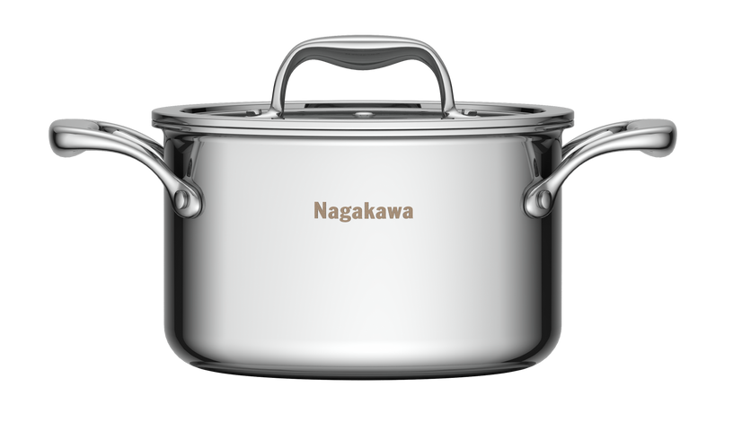 Bộ 3 Nồi Inox Nagakawa Natsu NAG1356 (16-20-24cm) - Nồi Đa Năng Chịu Nhiệt, Dùng Trên Mọi Loại Bếp, Sang Trọng Cho Nhà Bếp