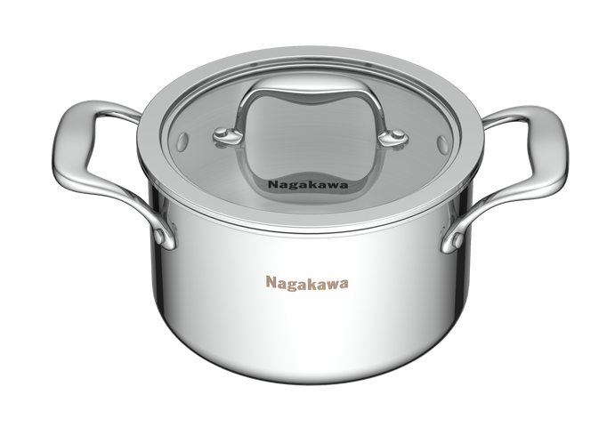 Bộ 3 Nồi Inox Nagakawa Natsu NAG1356 (16-20-24cm) - Nồi Đa Năng Chịu Nhiệt, Dùng Trên Mọi Loại Bếp, Sang Trọng Cho Nhà Bếp