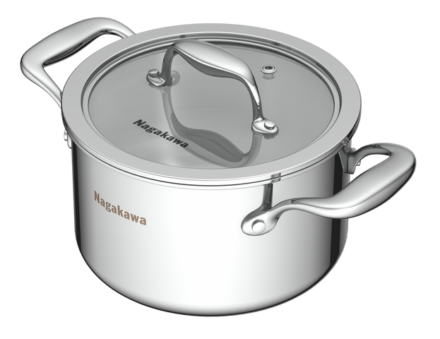 Bộ 3 Nồi Inox Nagakawa Natsu NAG1356 (16-20-24cm) - Nồi Đa Năng Chịu Nhiệt, Dùng Trên Mọi Loại Bếp, Sang Trọng Cho Nhà Bếp