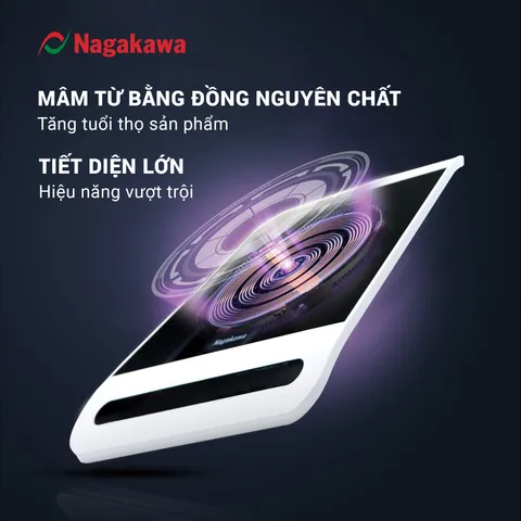 Bếp Từ Nagakawa NAG0712 - Điều Khiển Cảm Ứng 2 Hướng, Công Suất 2200W, Thiết Kế Sang Trọng, Bảo Hành 12 Tháng